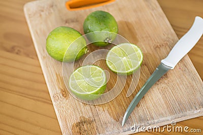 Sliced Tahiti Lemon Stock Photo