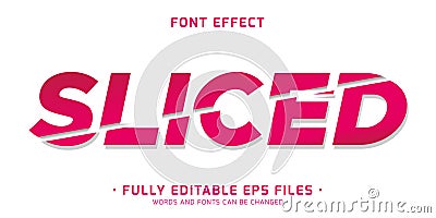 Sliced text effect. Editable font style Vector Illustration