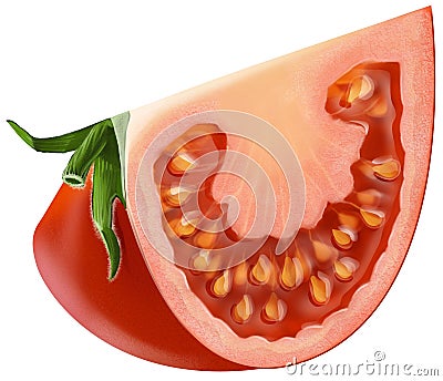 Sliced tomato piece Stock Photo