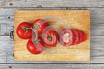 Sliced tomato preparation food Stock Photo