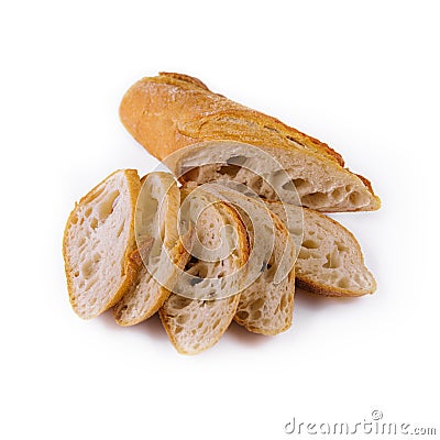 Sliced traditional french baguette Stock Photo