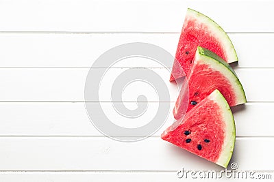 Sliced watermelon on kitchen table Stock Photo