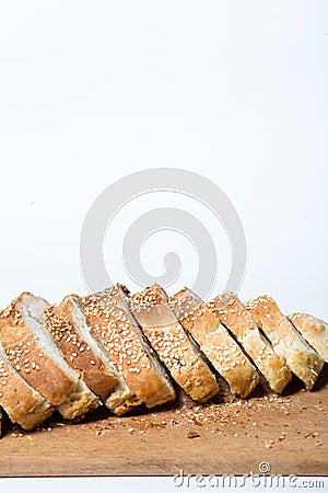 Sliced white bread on a white background Stock Photo