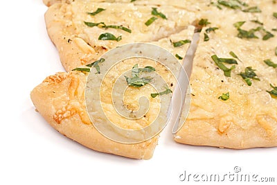 Sliced white pizza Stock Photo