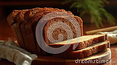 Sliced whole grain bread. Generative AI Stock Photo