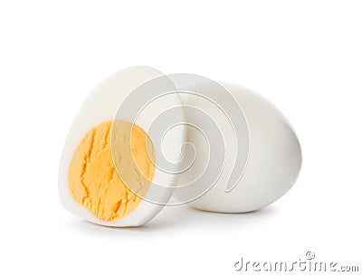 Sliced and whole hard boiled eggs Stock Photo