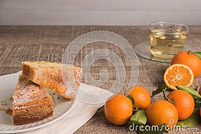 Slices of clementine cake Stock Photo