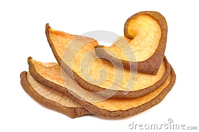 Slices of Dried Pears Isolated on White Background Stock Photo