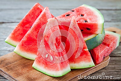 Slices of fresh juicy organic watermelon Stock Photo