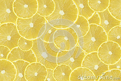 A slices of fresh yellow lemon texture background Stock Photo