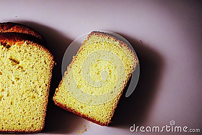 Slices of lemon cake in slice homemade food for breakfast Stock Photo