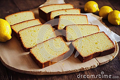 Slices of lemon cake in slice homemade food for breakfast Stock Photo