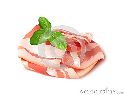 Slices of Prosciutto, Spanish Jamon Cut, Parma Ham Vector Illustration