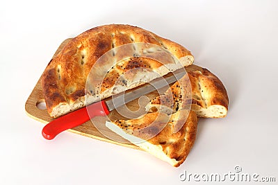 Slices of Ramadan Pita (Ramazan Pidesi) Stock Photo