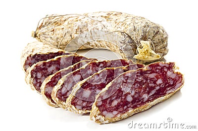 Slices of salame from Italy Stock Photo