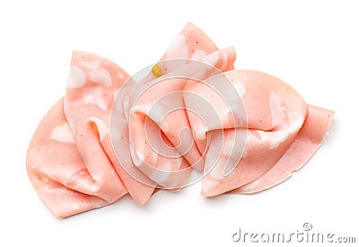 Slices of Sausage Mortadella Stock Photo