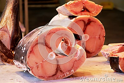 Slices of swordfish Stock Photo