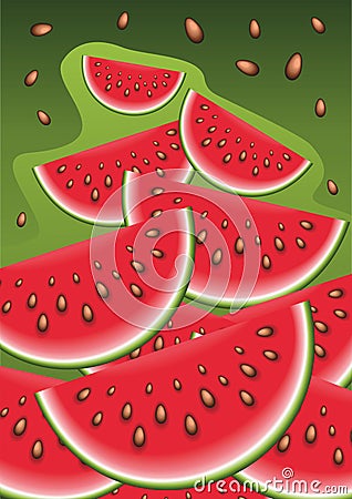 Slices of watermelon. Abstract vector illustration. Cartoon Illustration