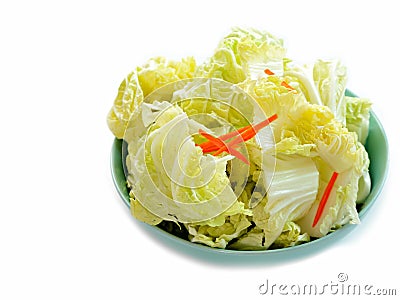 Slicing chinese cabbage and slicing carrot Stock Photo