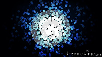A slick modern motion graphics animation of an exploding, calmness, then imploding dot tunnel. Colorful Particles dots Stock Photo