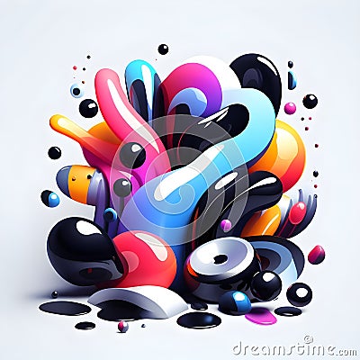 Slick shiny abstract shapes, vivid colours. Stock Photo