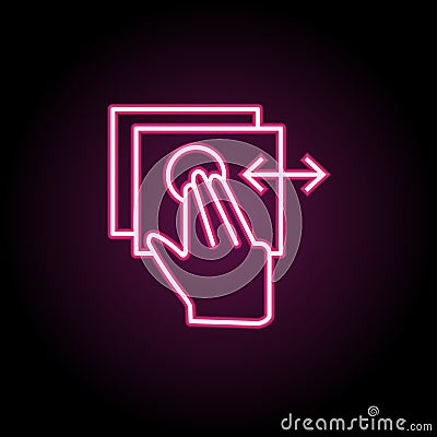 Slide, document, touch, finger neon icon. Simple thin line, outline of touch gesture icons for ui and ux, website or mobile Stock Photo