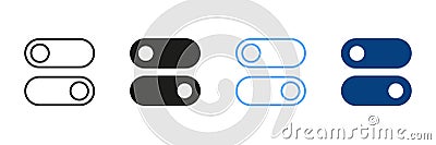 Slide On and Off Black and Color Symbol Collection. Switch Button Icon for Devices User Interface. Toggle Buttons Line Vector Illustration