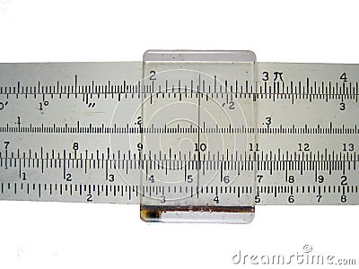 Slide rule detail Stock Photo