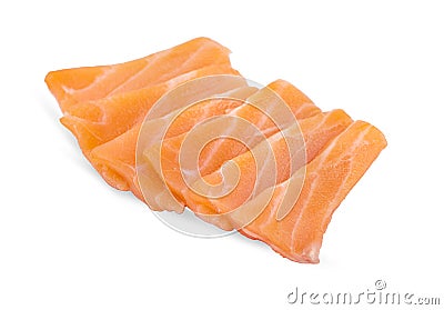 Slided Raw Salmon Sashimi White Background Stock Photo