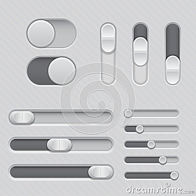 Slider bars. Set of gray volume level console Vector Illustration