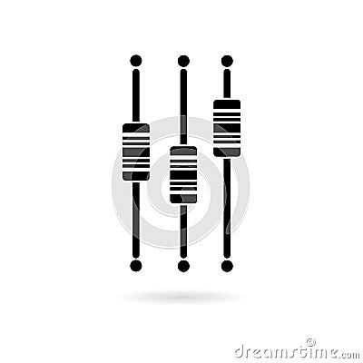 Sliders or faders control board, Fader icon Vector Illustration