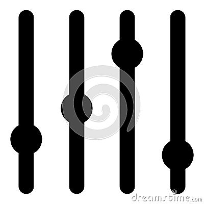 Sliders icon. Slider bar symbol isolated on white. Vector black illustration for sound mixer panel design or equalizer console Vector Illustration