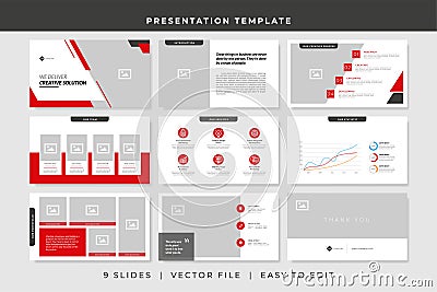 9 slides business powerpoint presentation template. presentation vector design template Vector Illustration