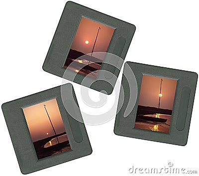 Slides on lightbox - sunset scenes Stock Photo