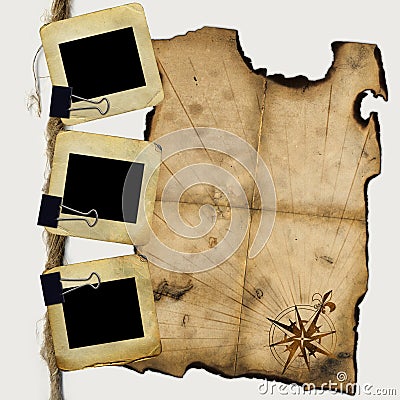 Slides for photo with blank of pirates map Stock Photo