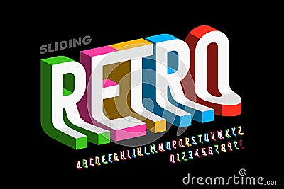 Sliding down retro style 3d font Vector Illustration