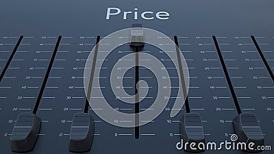 Sliding fader with price inscription. Conceptual 3D rendering Stock Photo