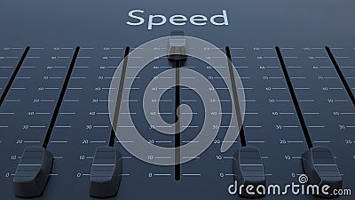 Sliding fader with speed inscription. Conceptual 3D rendering Stock Photo