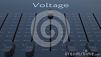 Sliding fader with voltage inscription. Conceptual 3D rendering Stock Photo