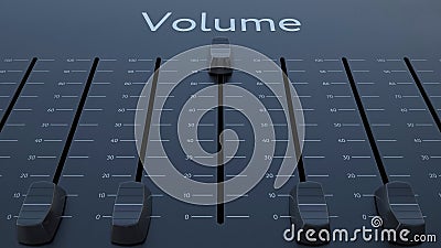 Sliding fader with volume inscription. Conceptual 3D rendering Stock Photo