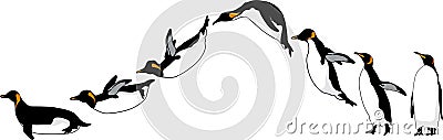 Sliding Penguins Vector Illustration