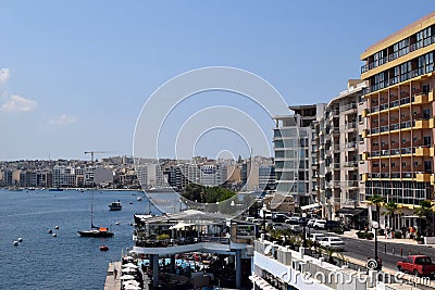 Sliema waterfront, Malta Editorial Stock Photo