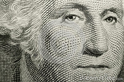 Gilbert Stuart`s portrait of American founding father, George Washington, from US one dollar bill. Stock Photo