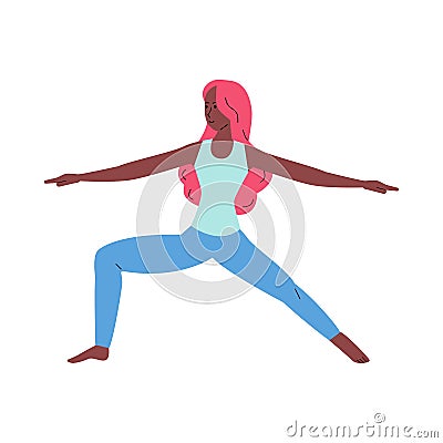 Slim cartoon woman character in yoga asana, flat vector illustration isolated. Vector Illustration
