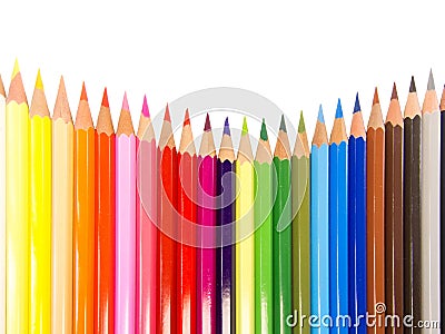 Slim crayons concave arrangement Stock Photo