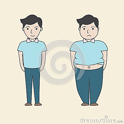 Slim and Fat, Cartoon vector Vector Illustration