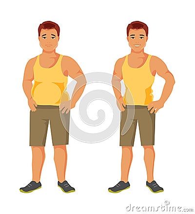 Slim and fat man Vector Illustration