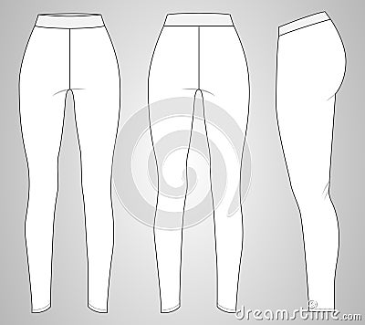 Slim fit Leggings pants fashion flat sketch vector illustration template . Vector Illustration