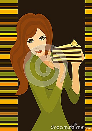 Slim girl with cake Stock Photo