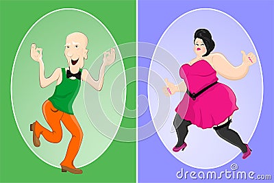 Slim Man and Fat Woman Stock Photo